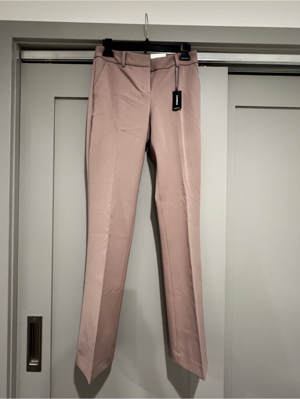 Express Women’s Columnist Barely Boot Mid Rise Dress Pants - Blush Pink